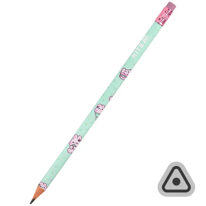 Олівець графітний Kite Feel Good тригранний, з гумкою, НВ (K25-046-2)