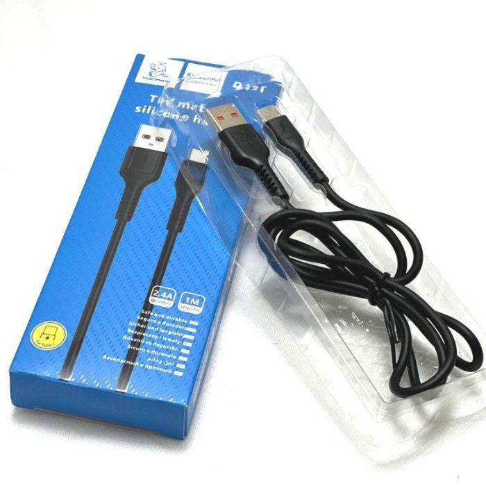 Дата кабель USB 2.0 AM to USB-C 1.0m 2.4A silicone black Denmen (DM-D42T-BK) изображение 3
