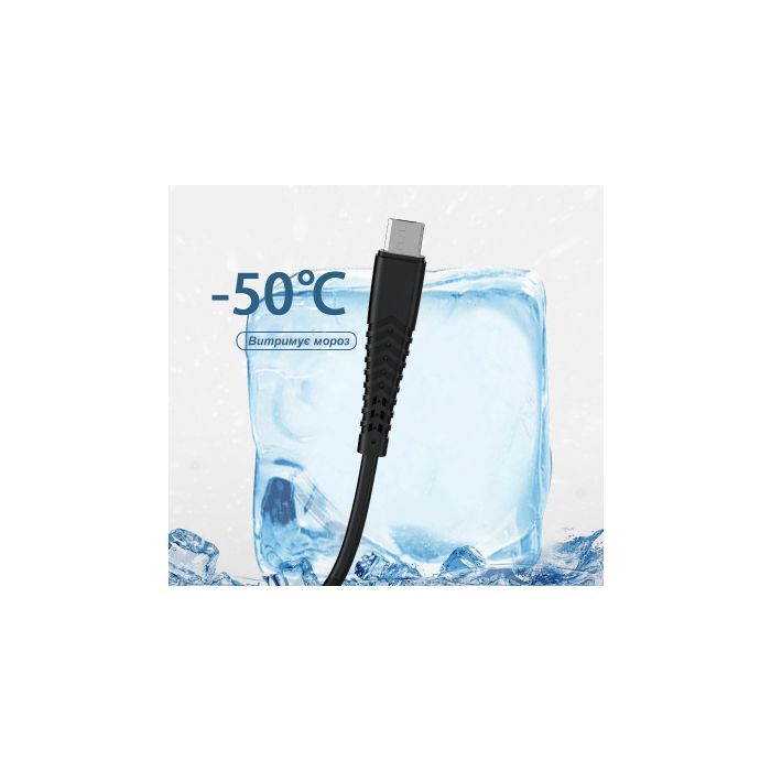 Дата кабель USB 2.0 AM to USB-C 1.0m 2.4A silicone black Denmen (DM-D42T-BK) изображение 5