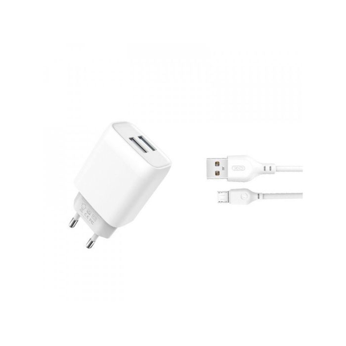 Зарядное устройство XO 2xUSB 2.4A + cable USB to Micro 5P white (L57-M-WH)