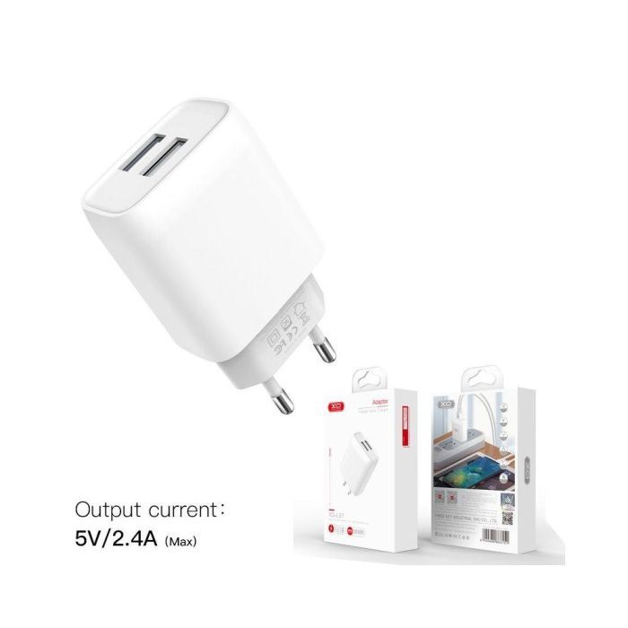 Зарядное устройство XO 2xUSB 2.4A + cable USB to Micro 5P white (L57-M-WH) изображение 2