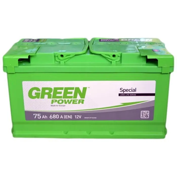 Аккумулятор автомобильный GREEN POWER Standart 75Ah Ев (-/+) (680EN) (000022362)