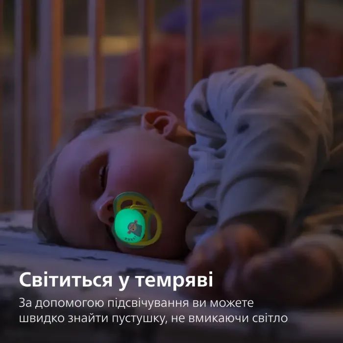 Пустушка Philips AVENT Ultra Air Нічна 18+ місяців 2 шт, блакитно-жовта (SCF376/32) зображення 2