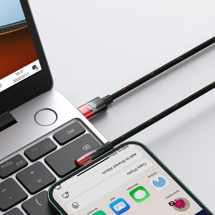Дата кабель USB-C to Lightning 1.0m 20W 90° corner black Baseus (CAVP000201) зображення 7