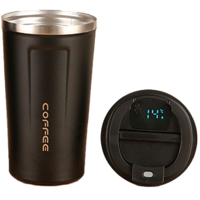 Термокружка Merlion з LED дисплеєм 510 мл, чорна (Termo-304LED-510Black)