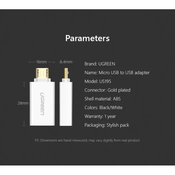 Переходник OTG USB 2.0 AF to Micro 5P US195 white Ugreen (30529) изображение 8