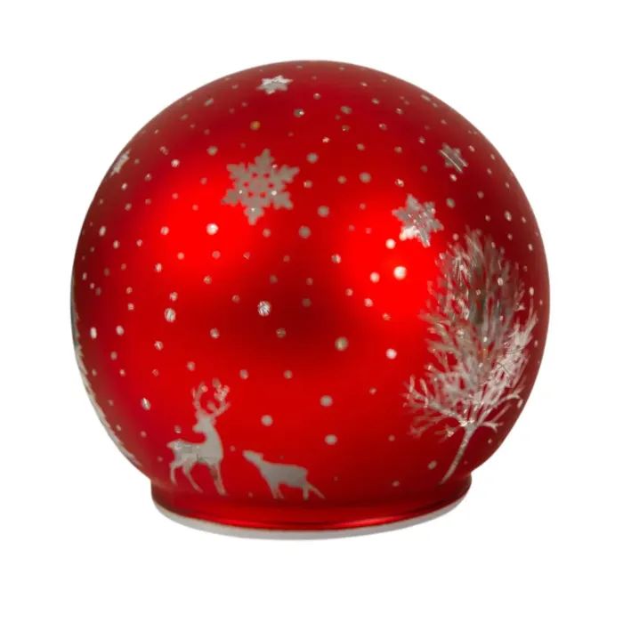 Украшение декоративное Chomik світильник Куля, скляний, LED 12x11см, червоний (5900779881853)