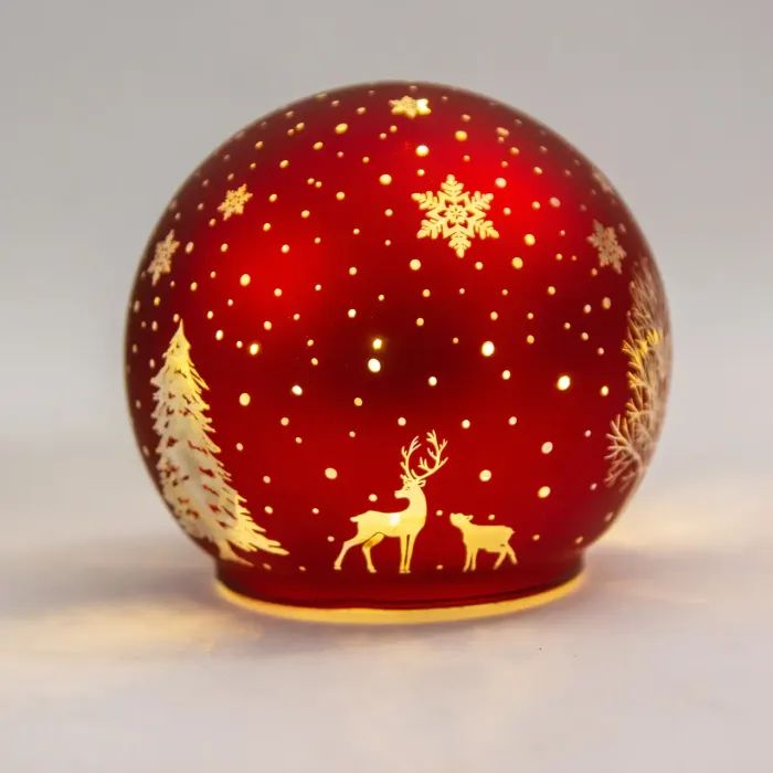 Украшение декоративное Chomik світильник Куля, скляний, LED 12x11см, червоний (5900779881853) изображение 2