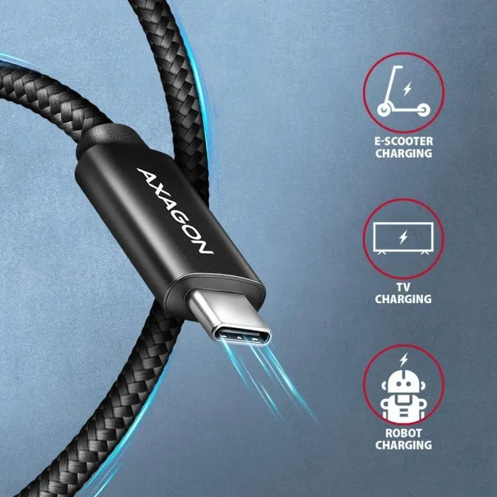 Дата кабель USB-C to USB-C 2.0m USB 2.0 PD 240W 5A black AXAGON (BUCM2-CM20AB) изображение 5
