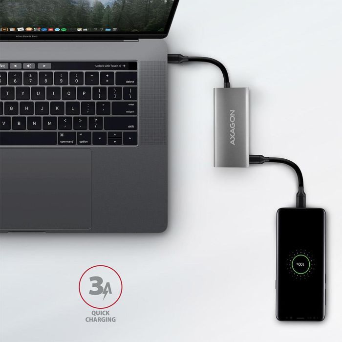 Концентратор AXAGON USB-C to 2xUSB-A + 2xUSB-C 10Gbps 0.13m gray (HMC-4G2) изображение 4