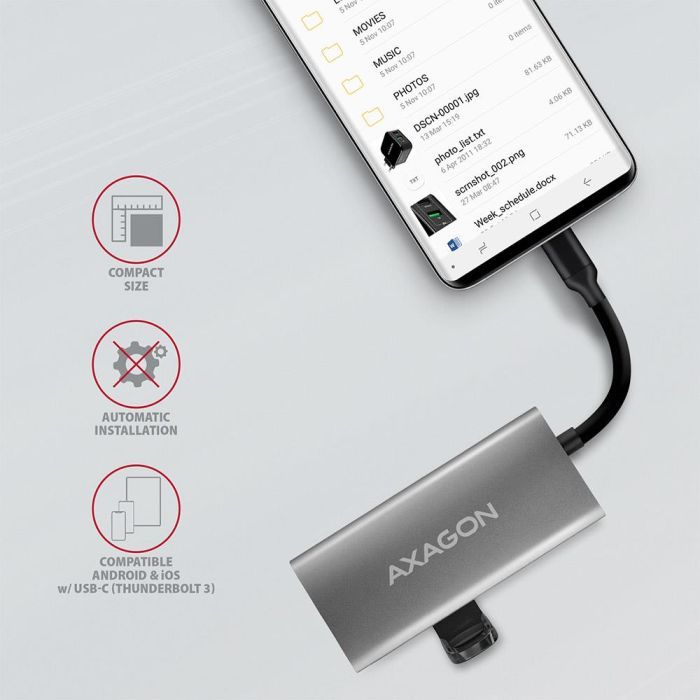 Концентратор AXAGON USB-C to 2xUSB-A + 2xUSB-C 10Gbps 0.13m gray (HMC-4G2) изображение 5