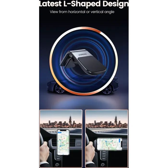 Универсальный автодержатель Ugreen LP290 Waterfall-Shaped Magnetic Phone Holder Black (80712B) изображение 5