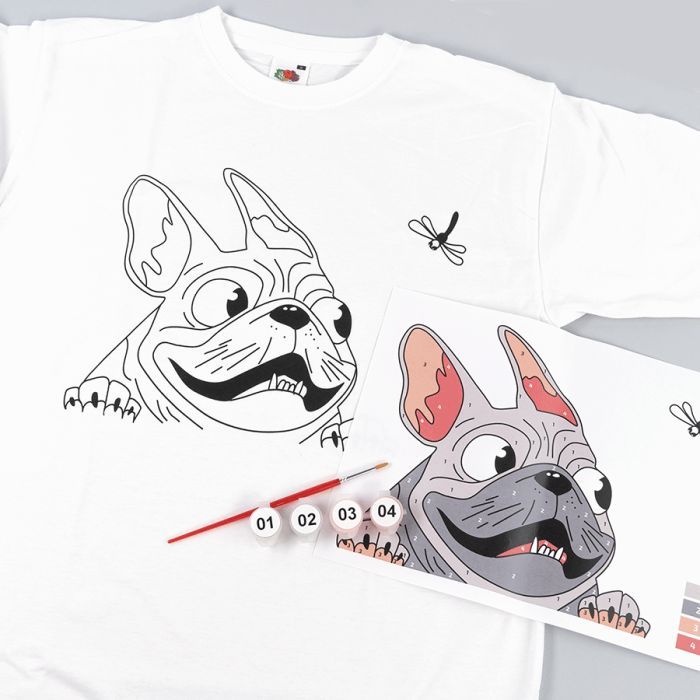 Набір для творчості Rosa футболка-розмальовка, Мопс, бавовна 100, розмір S (4823098542087) зображення 3