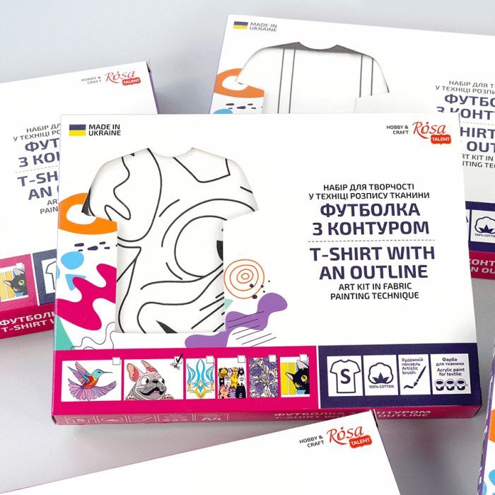 Набір для творчості Rosa футболка-розмальовка, Мопс, бавовна 100, розмір S (4823098542087) зображення 5