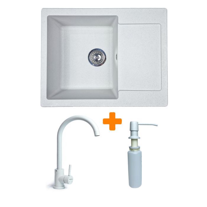 Мойка кухонная Adamant Minimal Old stone + змішувач + дозатор (1824296902310)