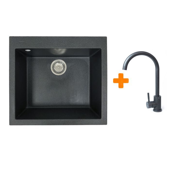 Мойка кухонная Adamant Univer графіт + змішувач (4824296912113)