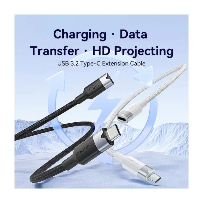Дата кабель USB-C M/F 1.0m 100W 10Gbps 4K60Hz Vention (TRFBF) зображення 4