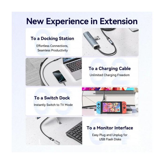 Дата кабель USB-C M/F 1.0m 100W 10Gbps 4K60Hz Vention (TRFBF) зображення 9