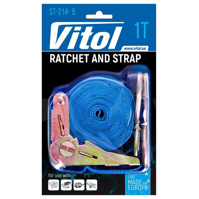 Стяжной ремень VITOL 1т ST-214- 5 25мм х 5м (ST 214-5) изображение 5