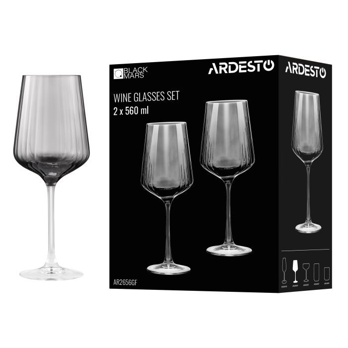 Набор бокалов Ardesto Black Mars Alcor 330мл, 2шт, скло, сірий (AR2633GF) изображение 3