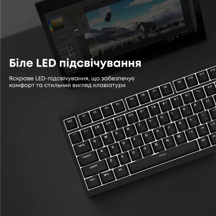 Клавиатура Ajazz AK820 Red Switch USB-C UA White (AK820-R-W) изображение 14