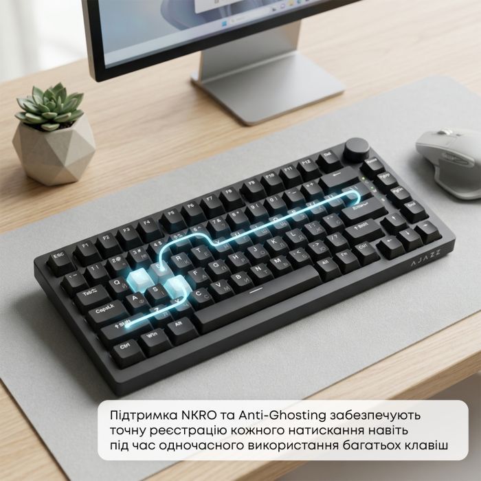 Клавиатура Ajazz AK820 Red Switch USB-C UA White (AK820-R-W) изображение 15