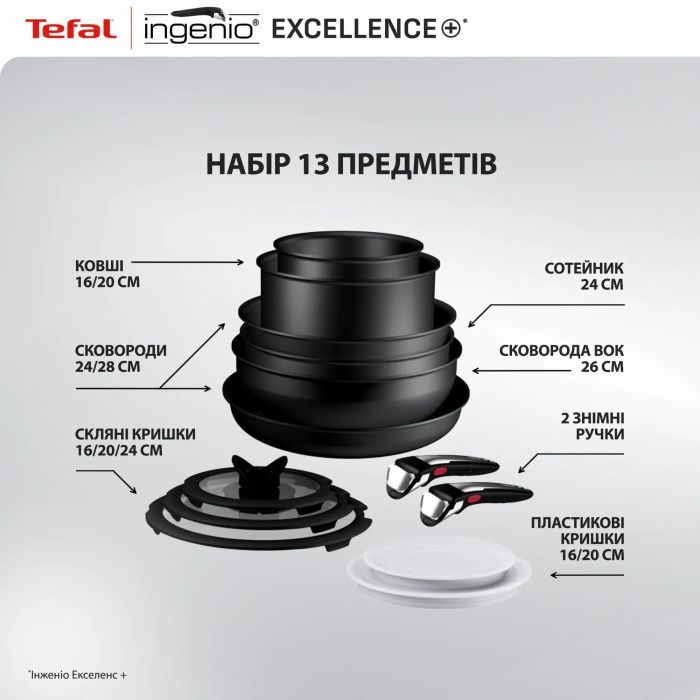 Набор посуды Tefal Ingenio Excellence+, 13 предметів, чорний (P0009753) изображение 4
