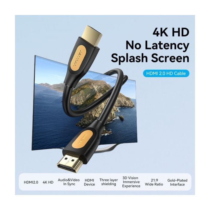 Кабель мультимедийный HDMI M to HDMI M 10.0m V2.0 4K60Hz PVC black Vention (ALIBL) изображение 3