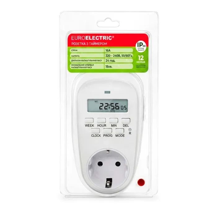 Таймер-розетка EUROELECTRIC 16A/3600W 7дн, White (ST-16A/3,60kW(E)) изображение 2