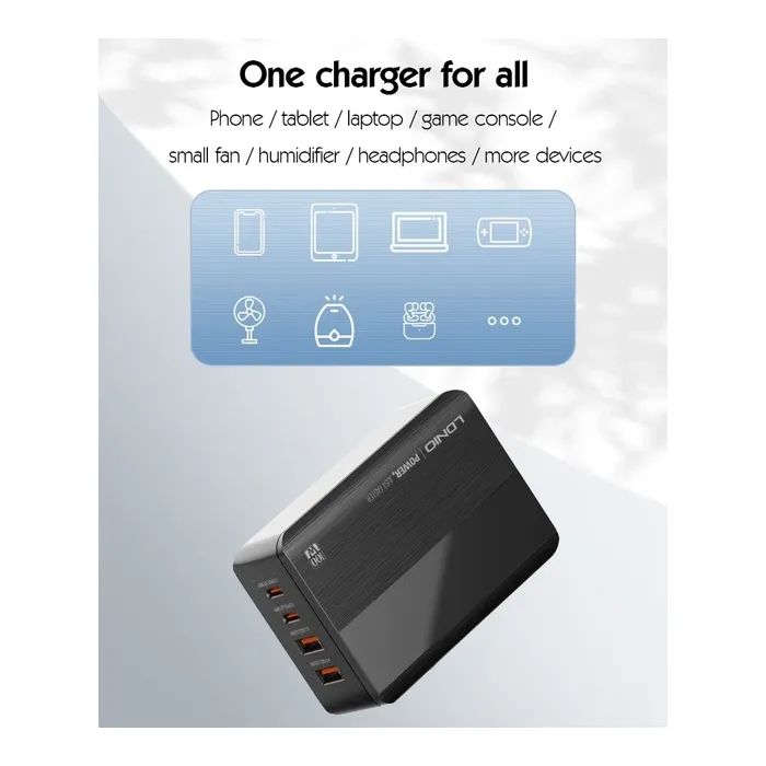 Зарядное устройство LDNIO 2xUSB-C PD100W + 2xUSB GaN (A4809C) изображение 11