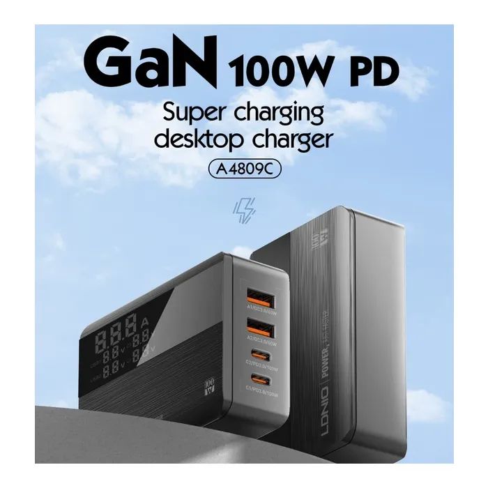 Зарядное устройство LDNIO 2xUSB-C PD100W + 2xUSB GaN (A4809C) изображение 7