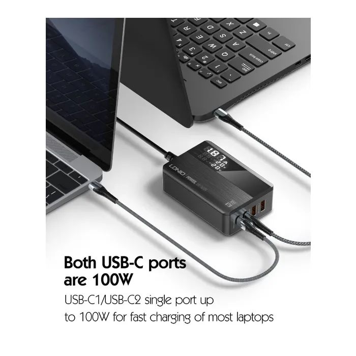 Зарядное устройство LDNIO 2xUSB-C PD100W + 2xUSB GaN (A4809C) изображение 8