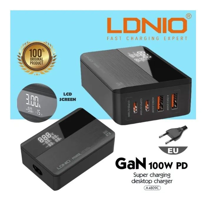 Зарядное устройство LDNIO 2xUSB-C PD100W + 2xUSB GaN (A4809C) изображение 9
