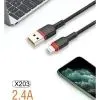 Дата кабель USB 2.0 AM to Lightning 1.0m 2.4A X203 black WUW (6972573336210) изображение 2