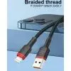 Дата кабель USB 2.0 AM to Lightning 1.0m 2.4A X203 black WUW (6972573336210) изображение 4