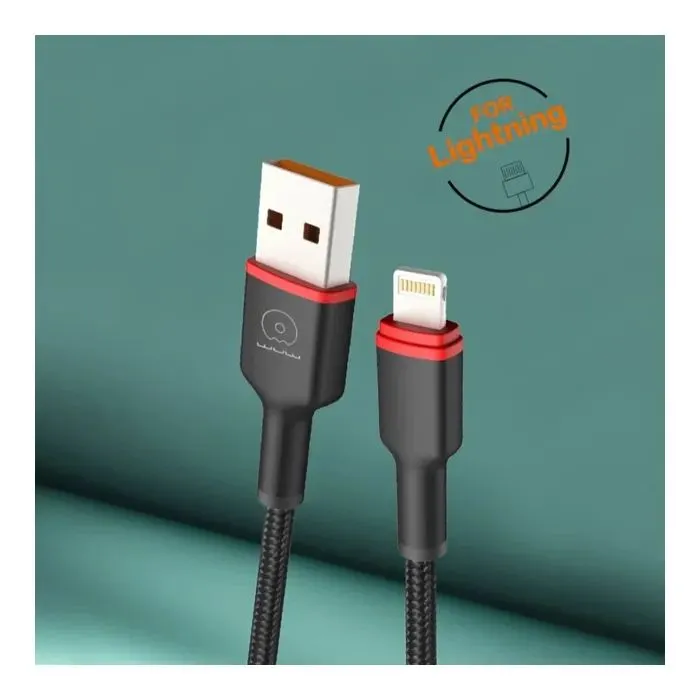 Дата кабель USB 2.0 AM to Lightning 1.0m 2.4A X203 black WUW (6972573336210) изображение 5