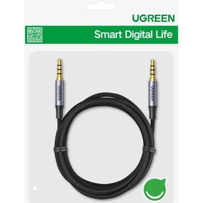 Кабель мультимедійний 3.5mm M to 3.5mm M 1.5m (4pin) AV183 gray Ugreen (20497) зображення 3