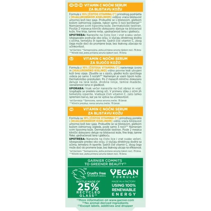 Сироватка для обличчя Garnier Skin Active Vitamin C Night Serum 30 мл (3600542541664) зображення 4