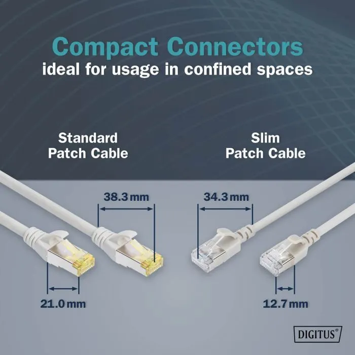 Патч-корд 10м, FTP, cat.6A, Sliim, AWG 32/7, Cu, LSZH, grey Digitus (DK-1632-A-100S) изображение 6