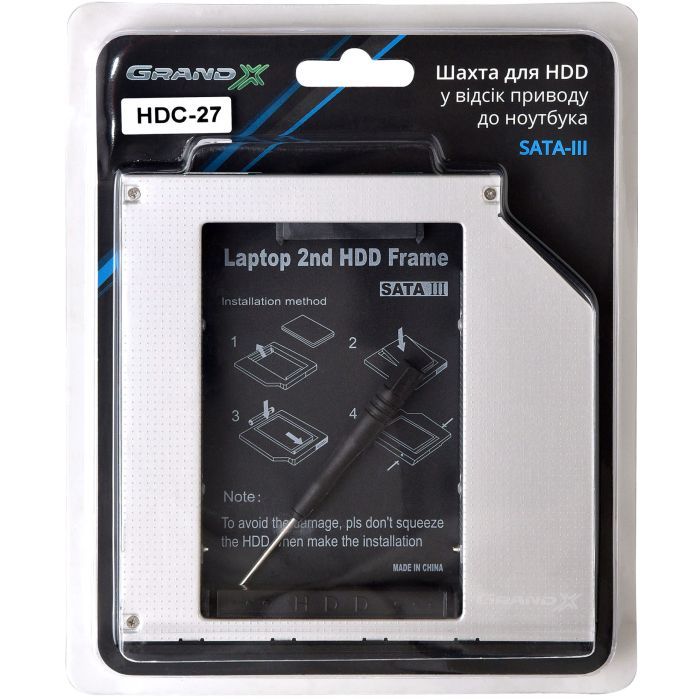 Фрейм-переходник Grand-X HDD 2.5'' to notebook 12.7 mm ODD SATA3 (HDC-27) изображение 3