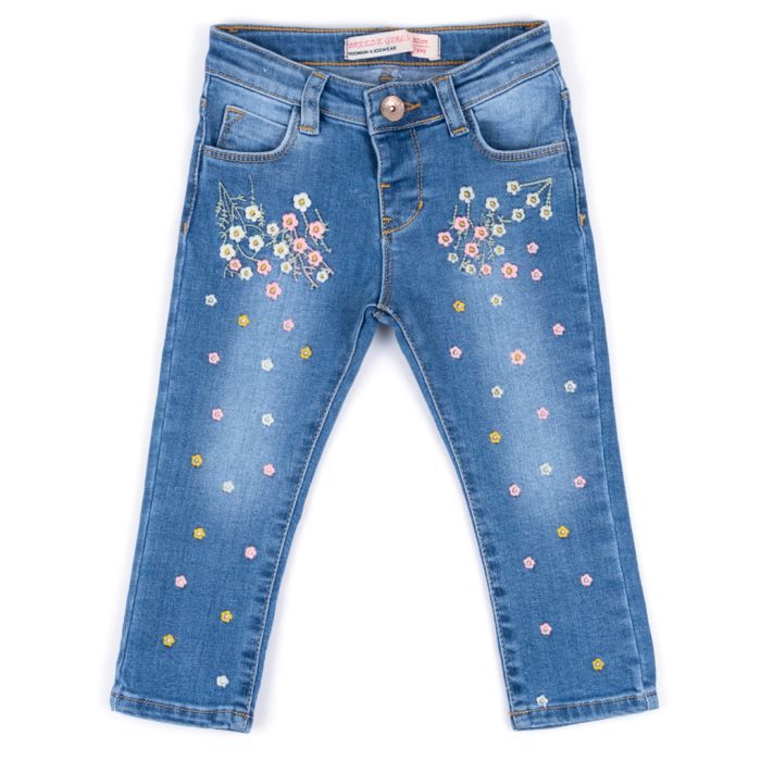 Джинсы детские Breeze джинсовые с цветочками (OZ-17703-74G-jeans)