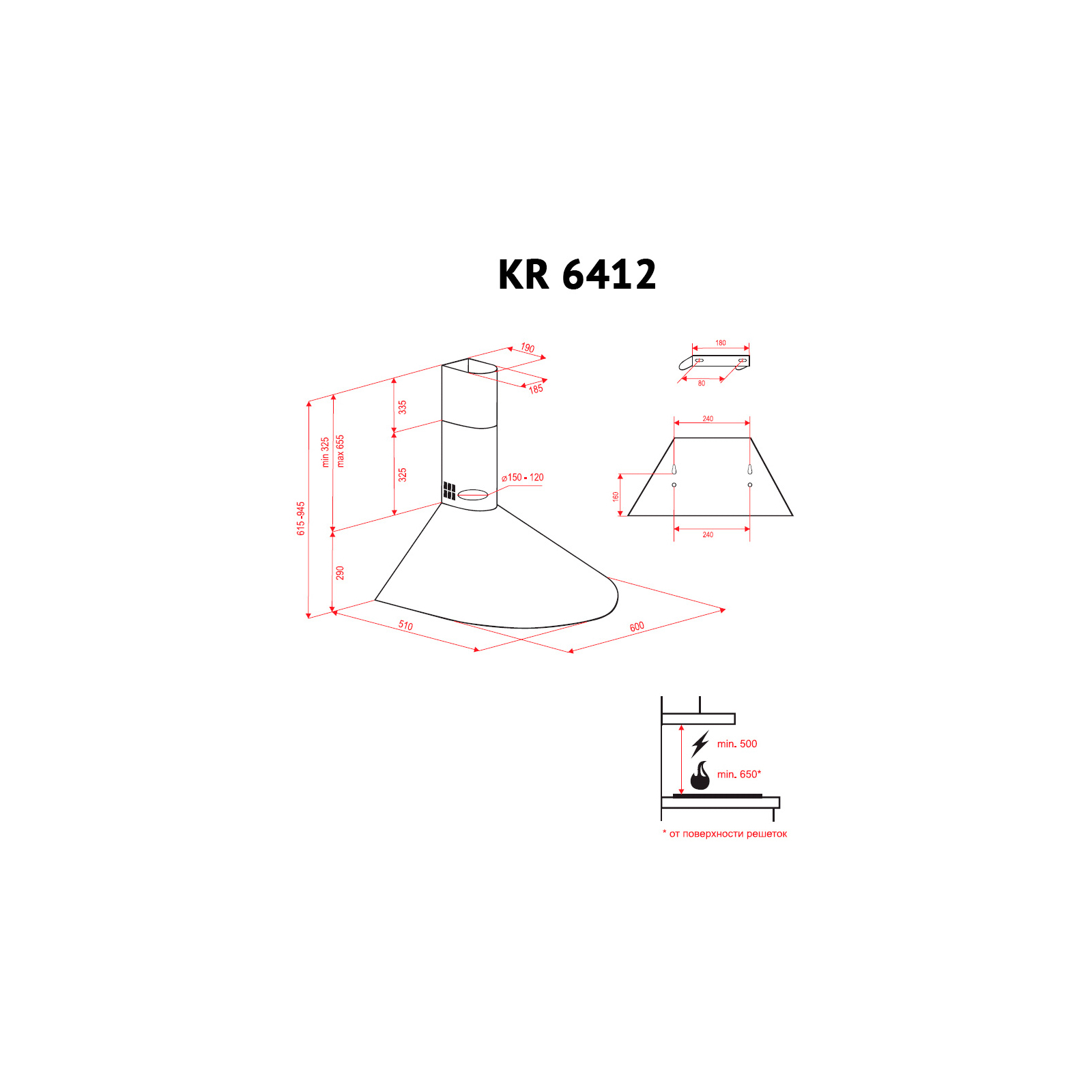 Витяжка кухонна Perfelli KR 6412 I LED зображення 5