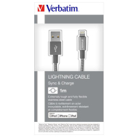 Дата кабель USB 2.0 AM to Lightning 1.0m grey Verbatim (48860) изображение 5