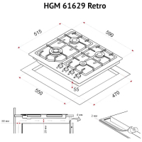Варочная поверхность Perfelli HGM 61629 IV RETRO изображение 6