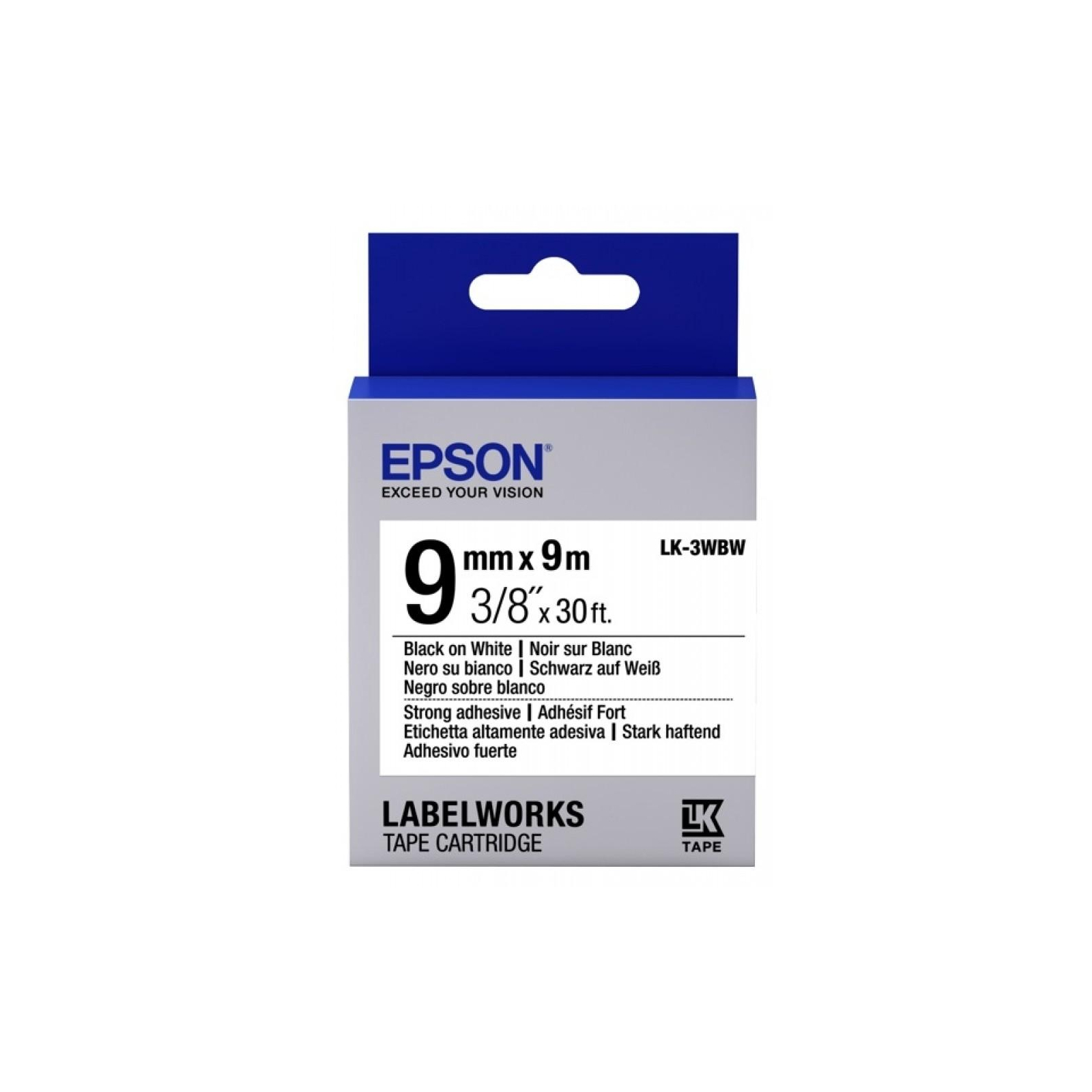 Стрічка для принтера етикеток Epson LK3WBW (C53S653007)