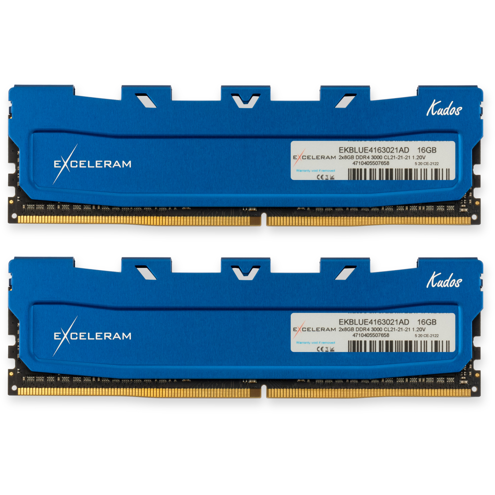 Модуль памяти для компьютера DDR4 16GB (2x8GB) 3000 MHz Blue Kudos eXceleram (EKBLUE4163021AD)