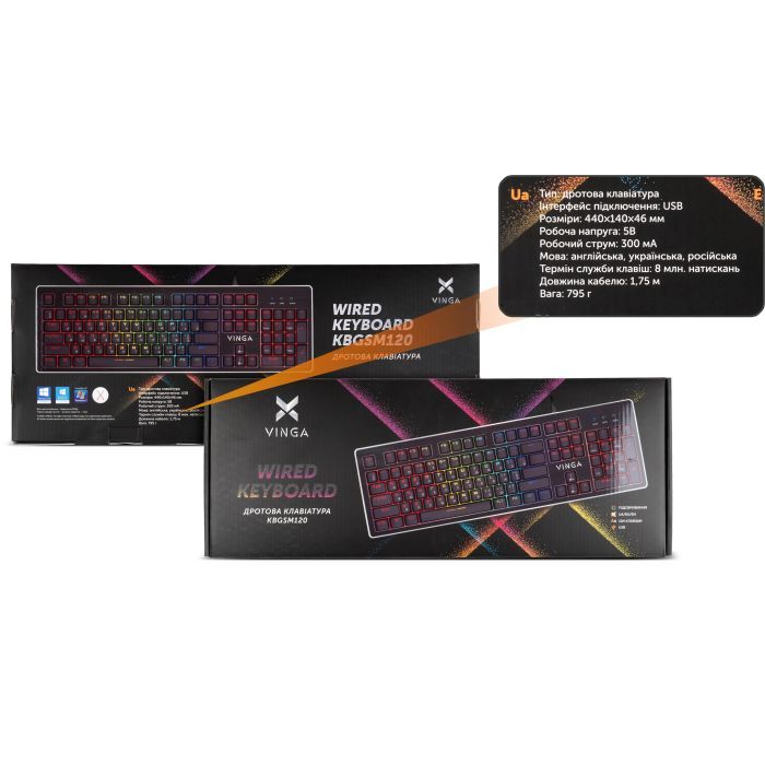Клавиатура Vinga KBGSM120 Black изображение 6