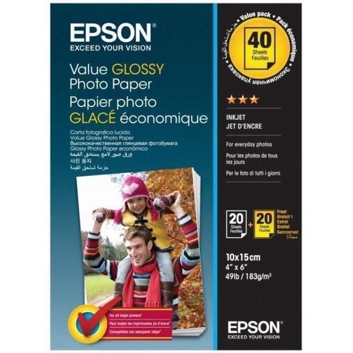 Фотобумага Epson 10x15mm Value Glossy Photo Paper 2х20 л. (C13S400044)