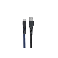 Дата кабель USB 2.0 AM to Type-C 1.0m Flat fabric urban, black/blue 2E (2E-CCTT-1MBL)