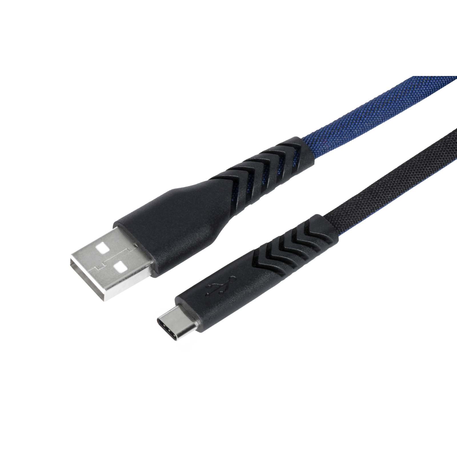 Дата кабель USB 2.0 AM to Type-C 1.0m Flat fabric urban, black/blue 2E (2E-CCTT-1MBL) изображение 2